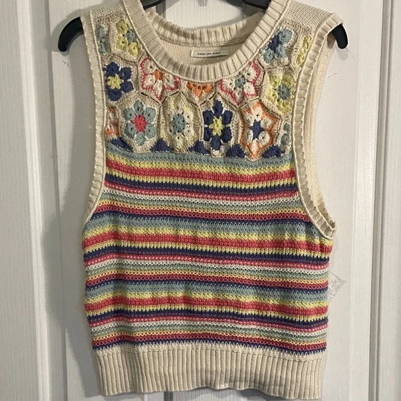 American Eagle Multicolor Crochet Tank Top - Picture 1 of 5